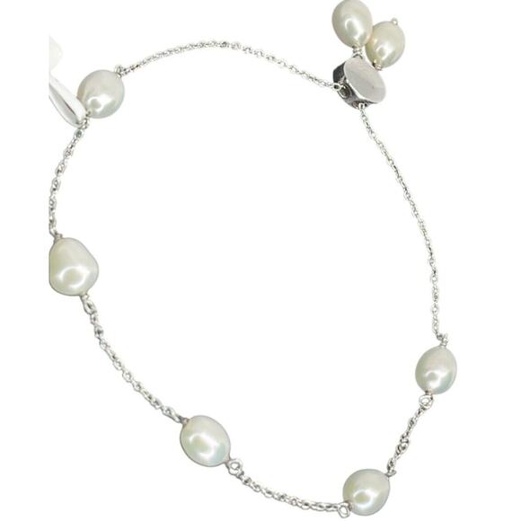 Sterling Silver Pearl(6mm) Bolo Bracelet Luxury Trendy Stunning Fashion Chic NEW - Picture 7 of 13